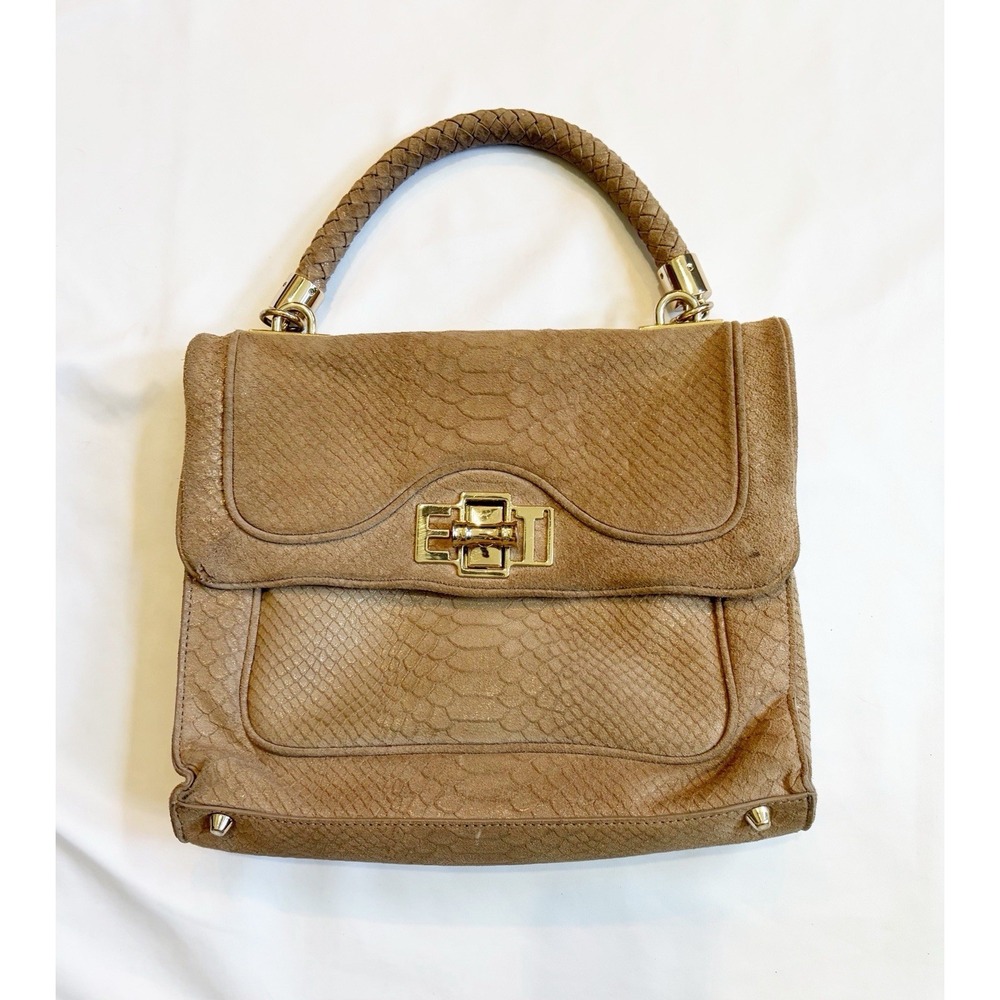 Elaine Turner Clutch Tan W/Gold Kisslock Handbag Shoulder Bag